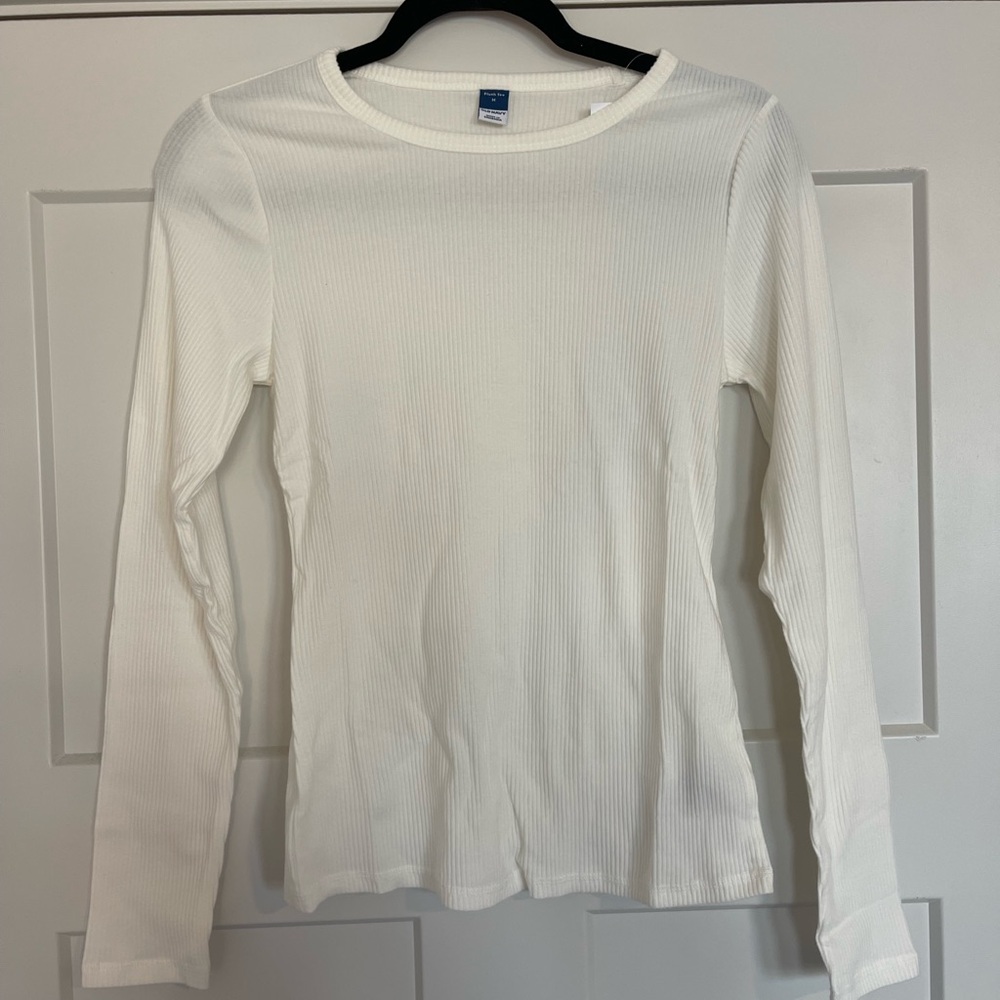 Old Navy Ribbed White Long Sleeve Tee
